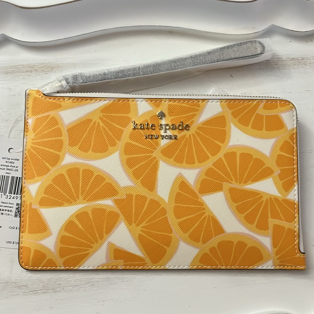 New Kate Spade Staci Wristlet in Orange Toss Original Packaging